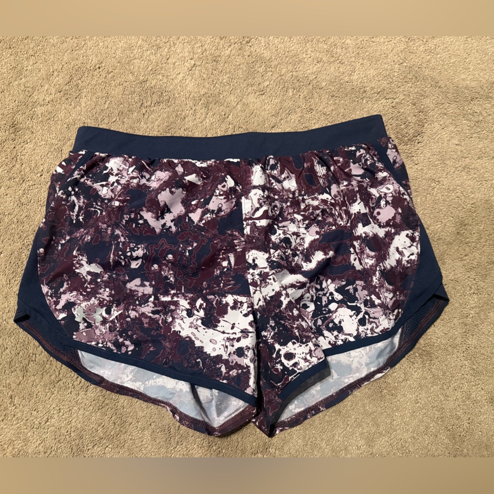 Under Armour Women's Athletic Shorts - Navy and Purple Pattern